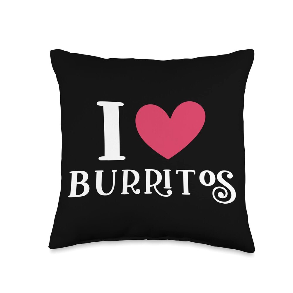 9559 I Love Burritos Mexican Food Lover Throw Pillow, 16x16, Multicolor